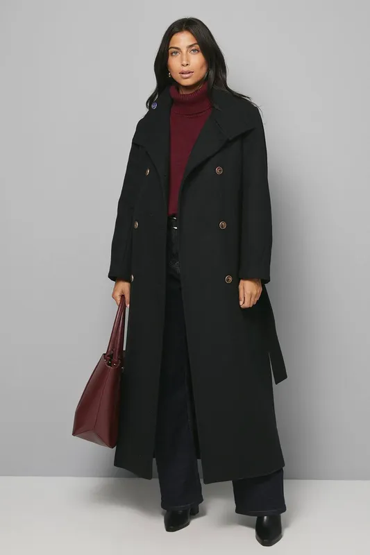 Wallis Women's Funnel Neck Coat in Black Size: 20 - Black - Size: 20