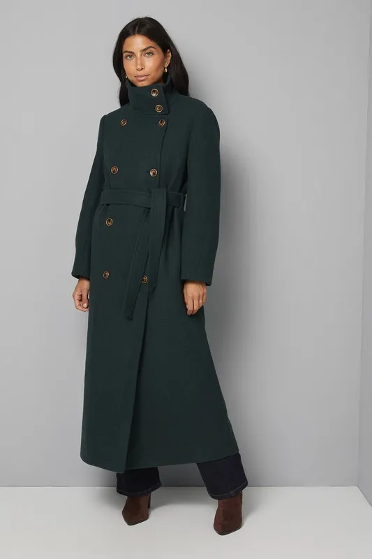 Wallis Women's Funnel Neck Coat in Green Size: 18 Green 18