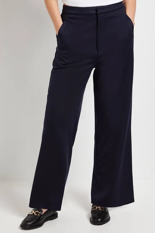 Wallis Women's Petite Ponte Trouser in Navy Size: 14 - Navy