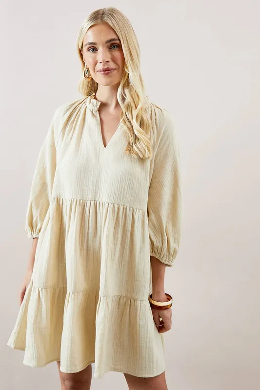 Wallis Women's Petite Summer Smock Dress in Stone Size: 16 - Stone