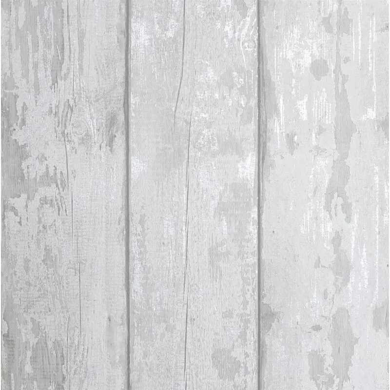 Arthouse Metallic Washed Wood Wallpaper in Light Grey Light Grey