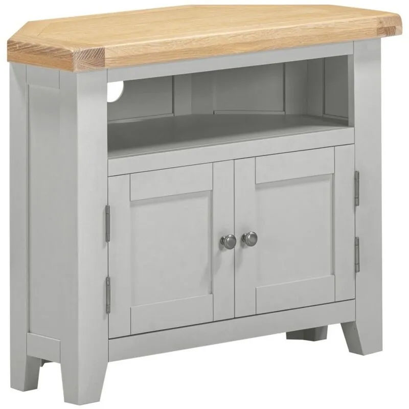 Seconique Windsor Ivory Corner TV Unit (Fully Assembled) in Light Grey Light Grey