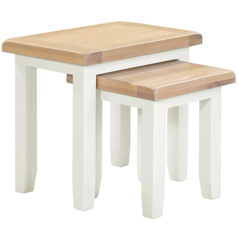 Windsor Nest of Tables (Set of 2) - Ivory/Oak