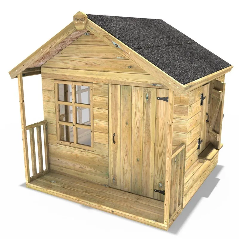 Rebo 5ft x 5ft Children's Wooden Garden Playhouse - Raven