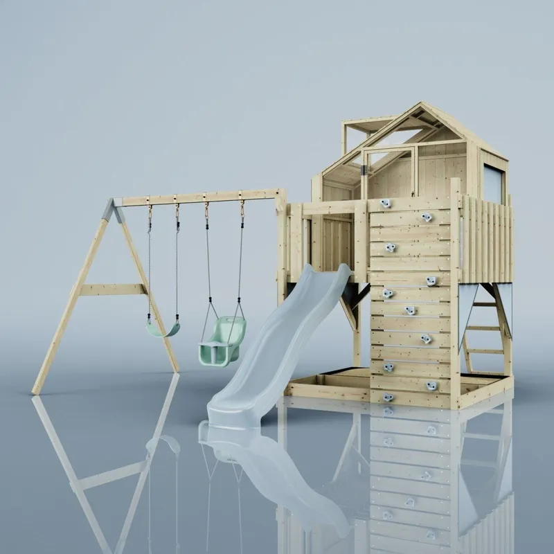 Rebo PolarPlay Kids Climbing Tower & Playhouse - Swing Saga Mist