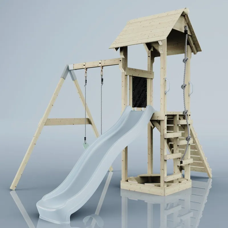 OutdoorToys PolarPlay Tower Kids Wooden Climbing Frame - Swing Destin Mist in Beige Beige