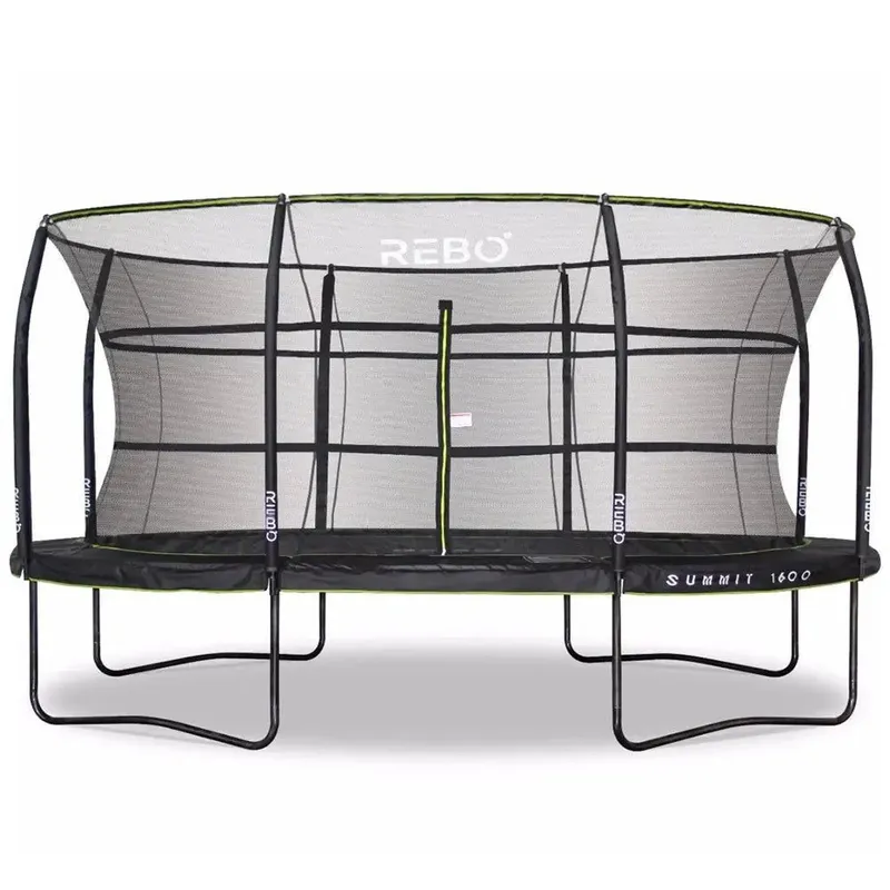 OutdoorToys Summit Oval Garden Trampoline with Safety Enclosure - Summit 1600 in Black Black