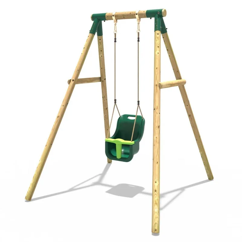 Rebo - Wooden Garden Swing Set with Baby Seat - Pluto Green