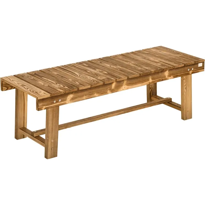 1.1M Outdoor Garden Bench Patio Loveseat Fir Wood 2 Person Carbonised finish - Outsunny