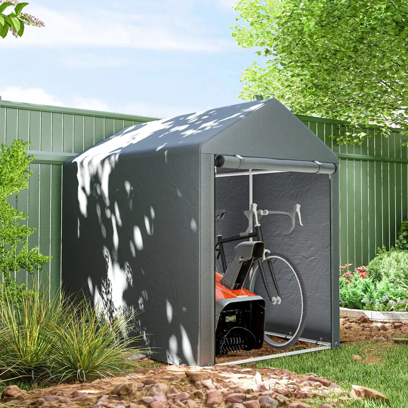 Outsunny - 1.2 x 1.8m Portable Garden Shed for Motorbikes, Garden Tools, Bikes