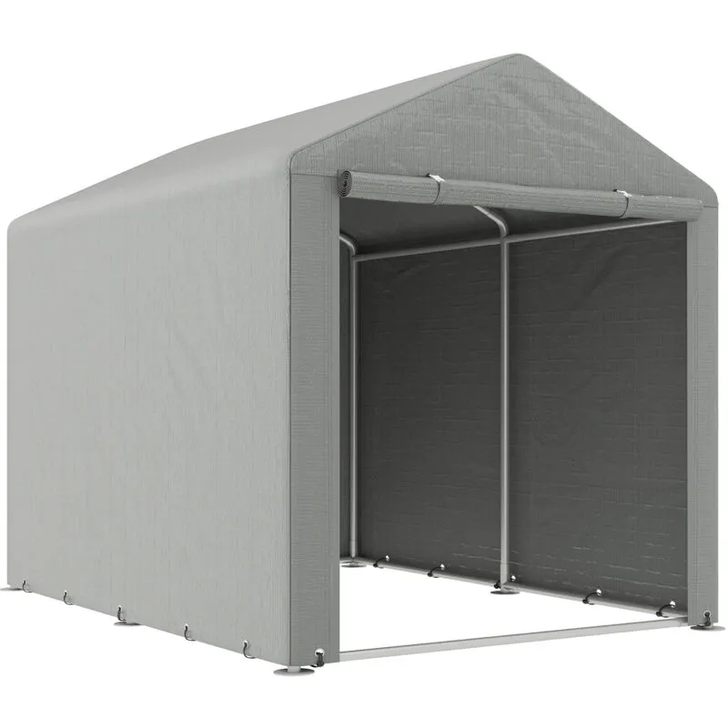 Outsunny 1.6 x 2.2m Garden Storage Shed Portable Shed Tent, Light Grey Light Grey