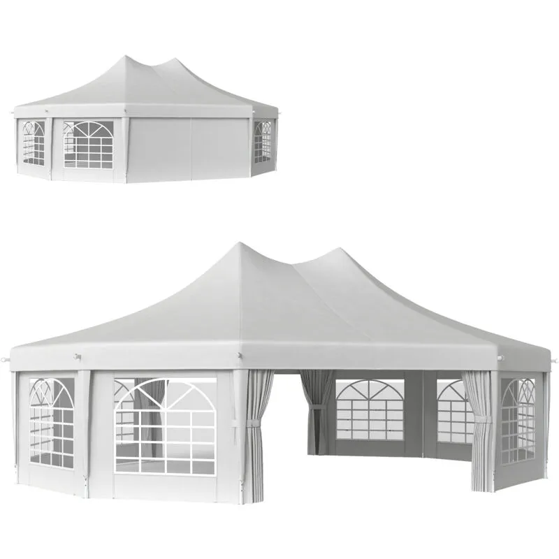 Outsunny 10 Sides Heavy Duty Tent Gazebo Outdoor Party Wedding Event Marquee