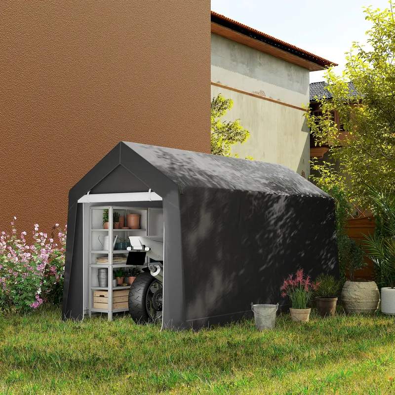 Outsunny 2.1 x 3.6(m) Garden Storage Shed, Waterproof & Heavy Duty Portable Shed in Dark Grey Dark Grey