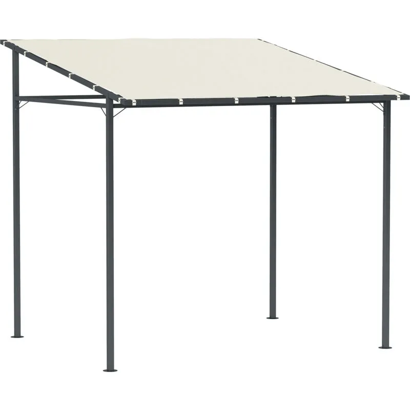 Outsunny 2.4 x 2.4 m Wall Mounted Pergola Gazebo, UPF30+, Cream White