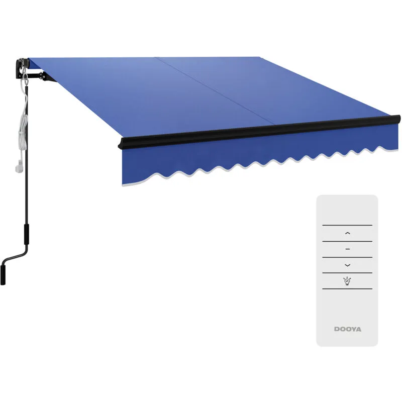 Outsunny - 2.5 x 2m Electric Awning with led Light and Remote Controller Blue