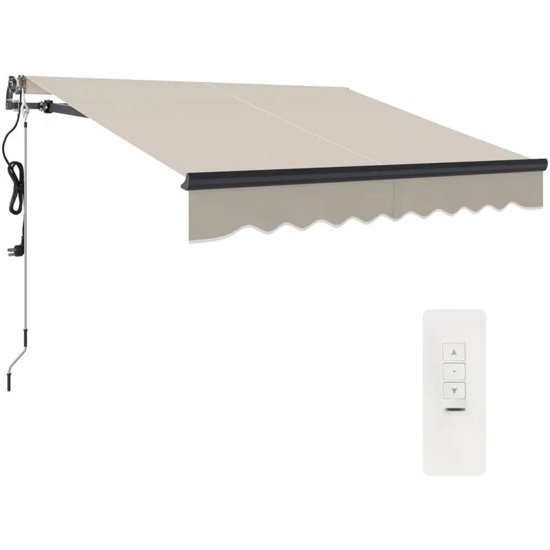 Outsunny - 2.5 x 2m Electric Retractable Awning w/ Aluminium Frame Beige