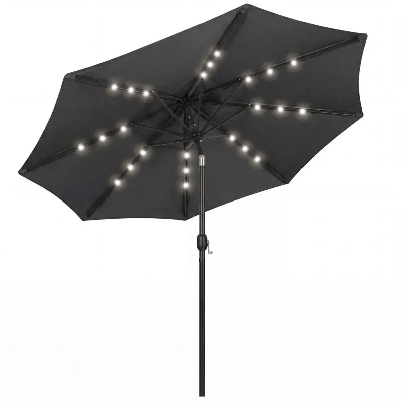 Outsunny 2.6 m Garden Parasol Umbrella with Light, Outdoor Patio Umbrella