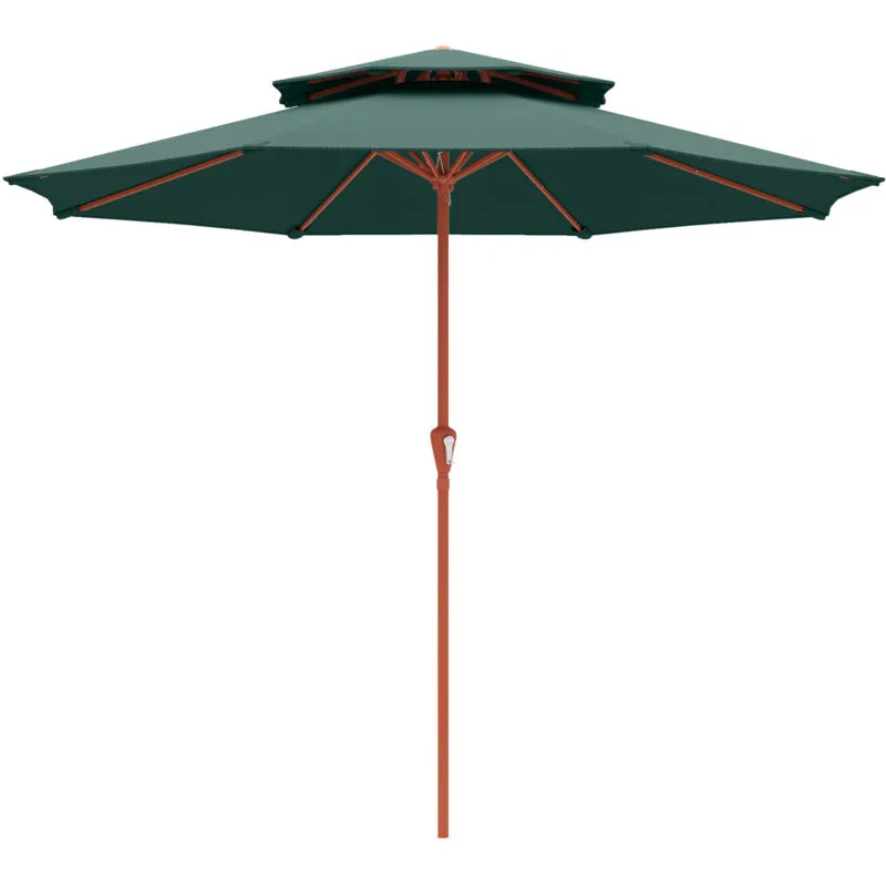 Outsunny 2.7 m Garden Parasol with Double Top, Green
