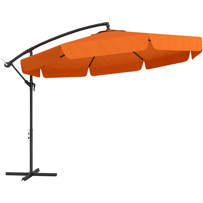 Outsunny - 2.7m Garden Cantilever Banana Parasol Sun Shade with Crank Orange