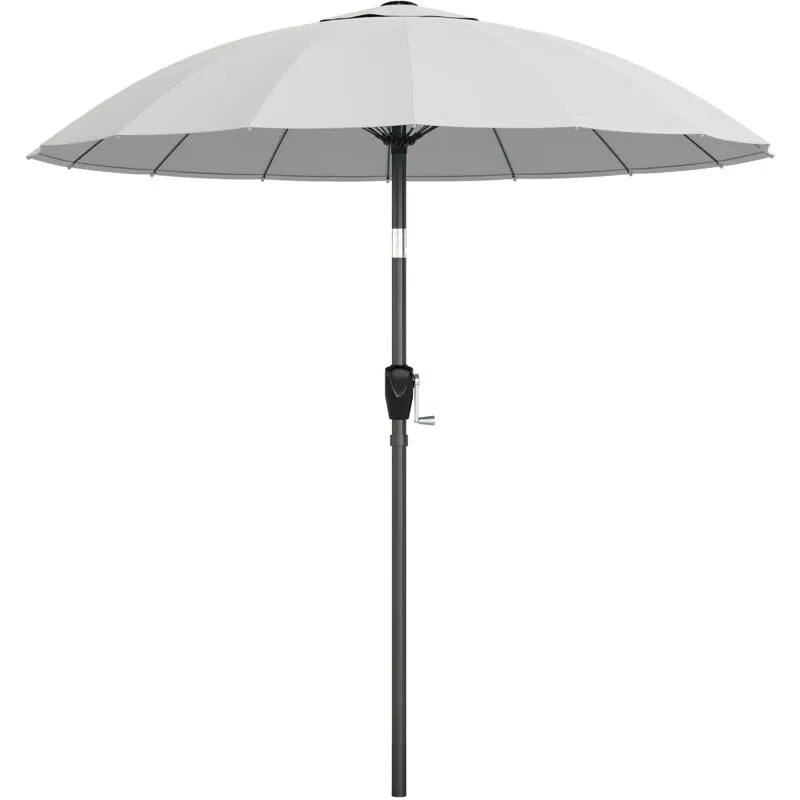 Outsunny 2m Shanghai Garden Parasol Umbrella, Outdoor Sun Shade, Light Grey