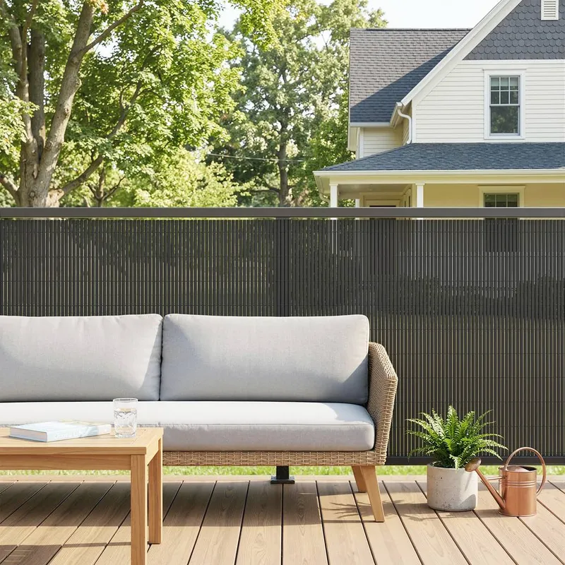 Outsunny 2Pcs Plastic Privacy Screening Fence, 1x5 m Windbreak Fence Grey in Dark Grey Size: 1m tall x 5m wide Dark Grey 1m tall x 5m wide