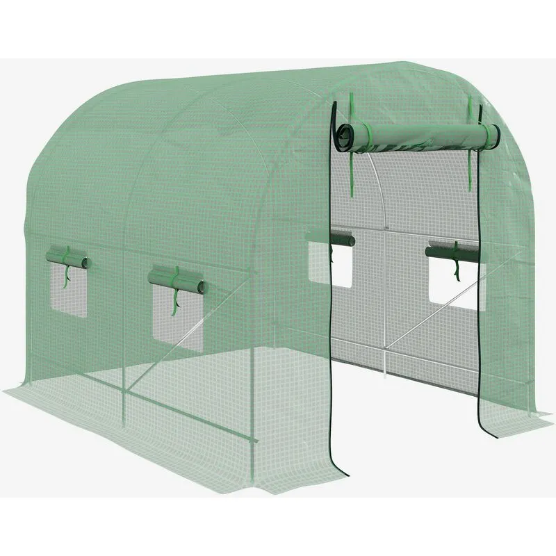 Outsunny - 3.5 x 2m Walk-In Polytunnel Greenhouse, with Steel Frame 2.5 x 2m