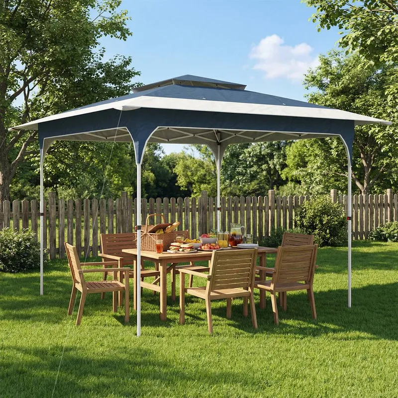 Outsunny 3.5 x 3.5 m Pop Up Gazebo, UPF50+ One-Push Party Tent, Blue