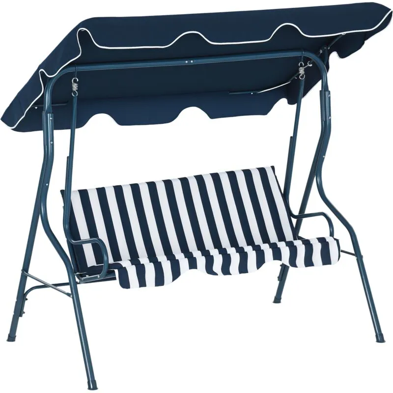 Outsunny 3-person Garden Swing Chair w/ Adjustable Canopy Blue