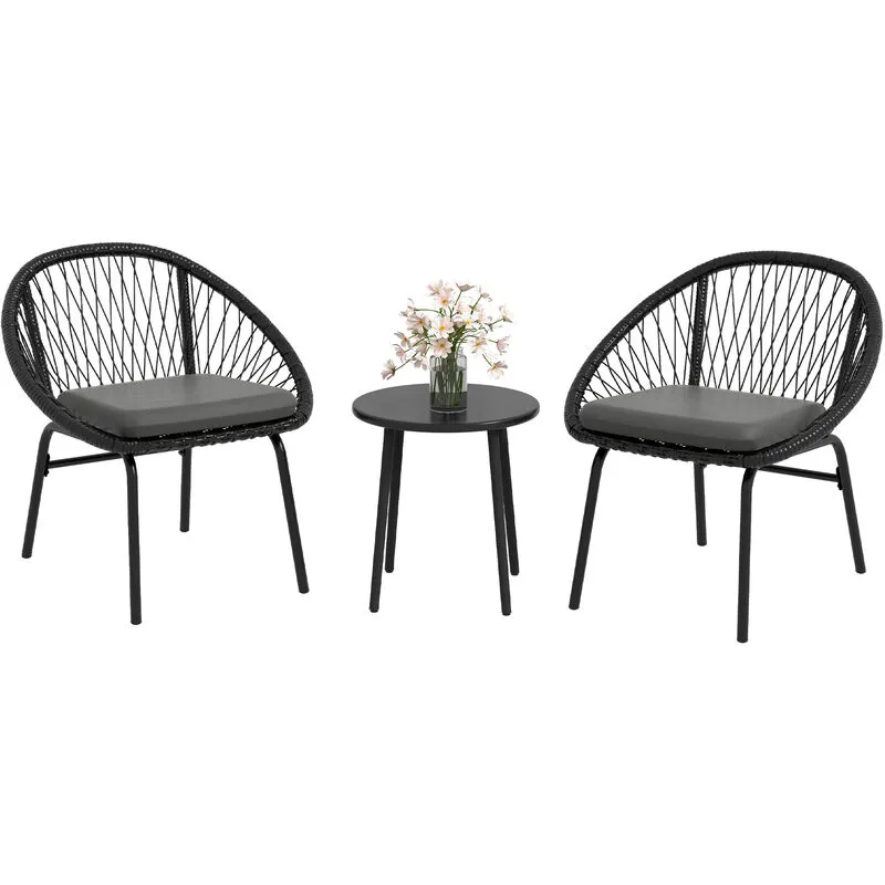 Outsunny - 3 Piece Garden Furniture Set, Bistro Set w/ 2 Chairs & 1 Coffee Table