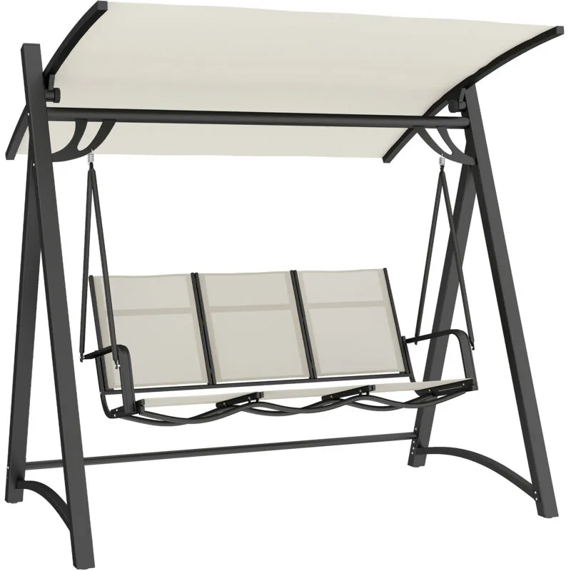 Outsunny 3 Seater Swing Chair, Garden Swing Bench with Adjustable Canopy