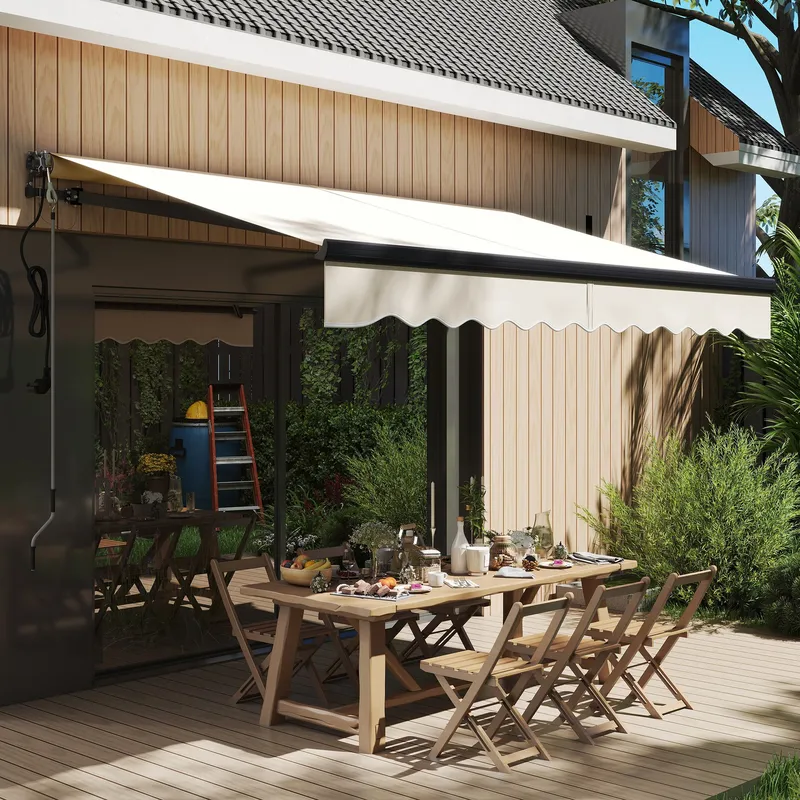 Outsunny 3 x 2.5m Electric Retractable Awning w/ Aluminium Frame in Beige Beige