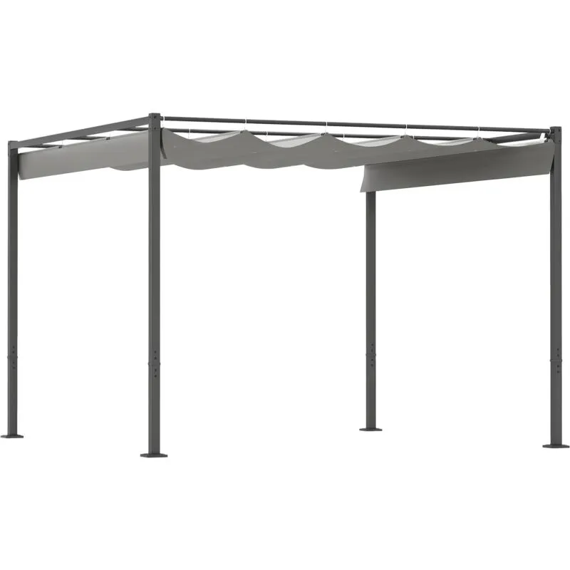 Outsunny 3 x 3(m) Garden Pergola with Retractable Roof, UPF30+, Grey