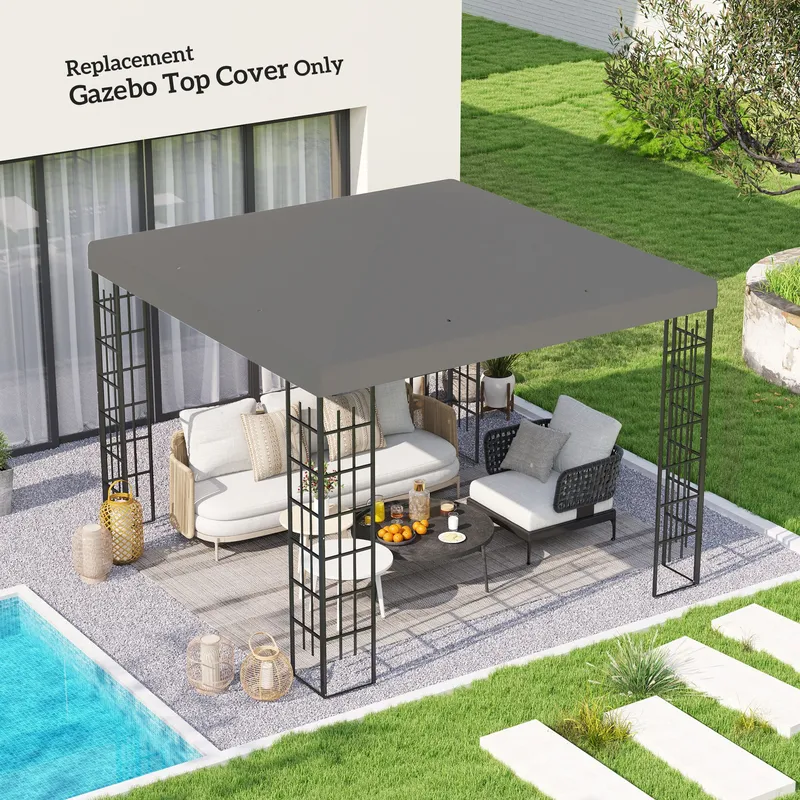 Outsunny 3 x 3(m) Gazebo Canopy Replacement Cover, UPF30+, Grey Grey