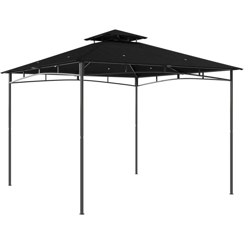 Outsunny 3 x 3 m Gazebo, Outdoor Gazebo Canopy with 2-Tier Roof, Black
