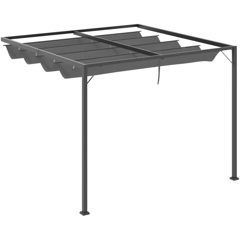 Outsunny - 3 x 3(m) Outdoor Pergola Retractable Canopy Wall Mounted, Grey