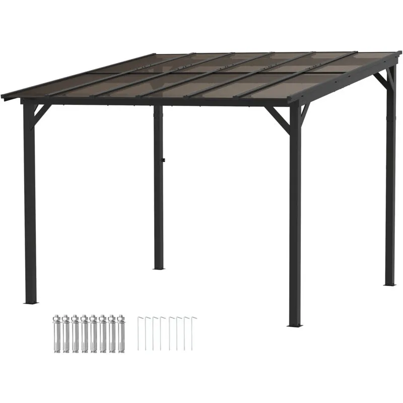 Outsunny 3 x 3(m) Pergola Kit Gazebo with Upf 50+ and Waterproof Polycarbonate Roof