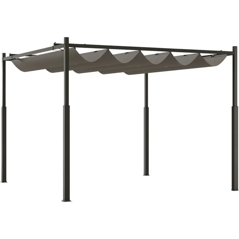 Outsunny - 3 x 3(m) Pergola with Retractable Roof, 80mm Metal Column, Grey