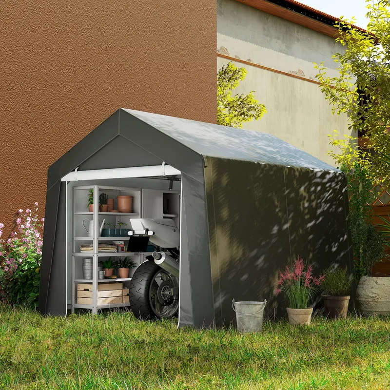 Outsunny 3 x 3(m) Portable Shed, Waterproof & Heavy Duty Dark Grey Dark Grey