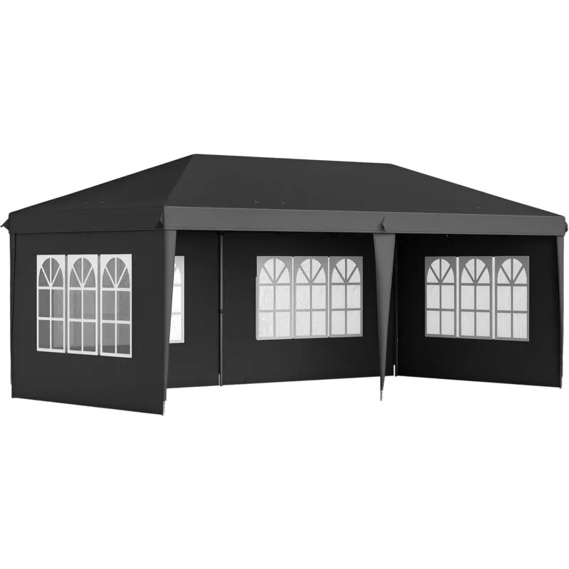 Outsunny - 3 x 6m Garden Pop Up Gazebo, Height Adjustable Black
