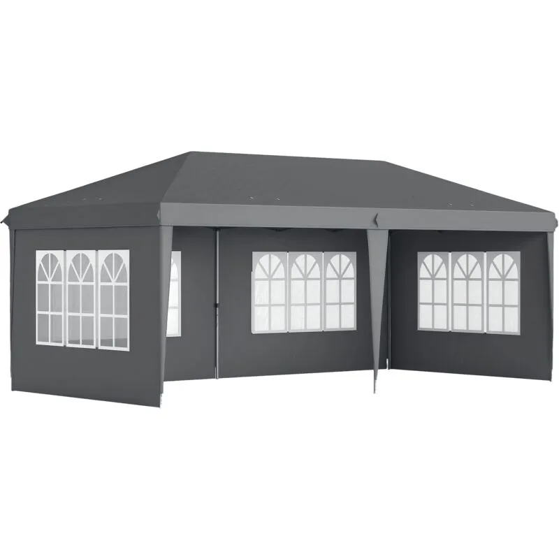 Outsunny - 3 x 6m Garden Pop Up Gazebo, Height Adjustable Grey
