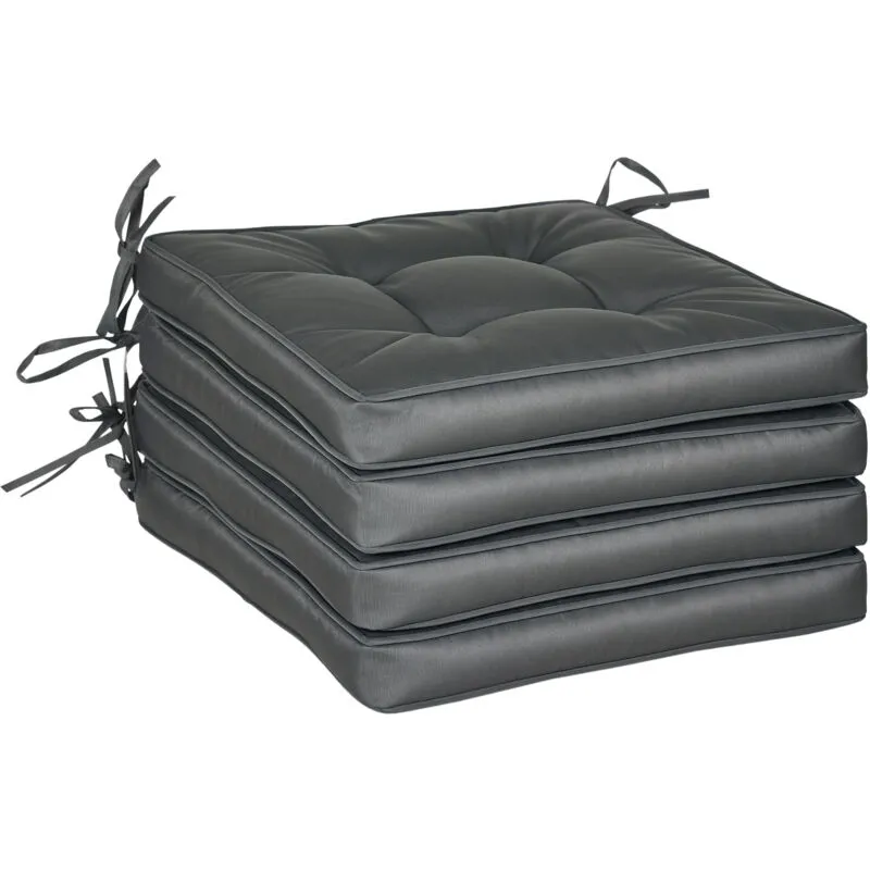 Outsunny - 42 x 42cm Replacement Garden Seat Cushion Pad with Ties Grey