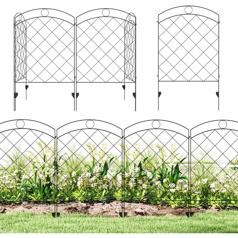 Outsunny - 4PCs Decorative Garden Fencing 43in x 11.4ft Steel Border Edging