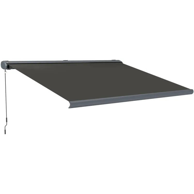 Outsunny - 4x3(m) Full Cassette Electric Awning, Aluminium Frame, Dark Grey
