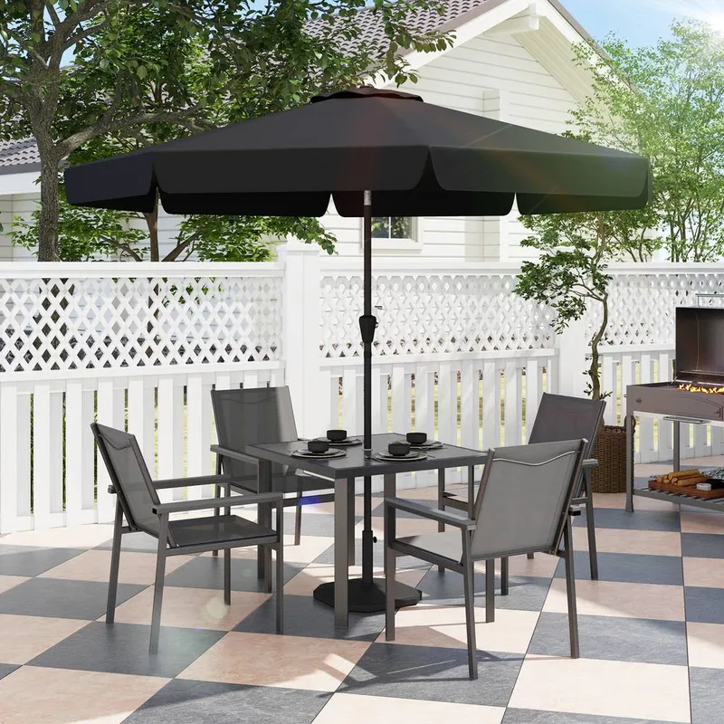 Outsunny 5 Pieces Outdoor Dining Table & 4 Armchairs, Garden Dining Set, Grey Grey