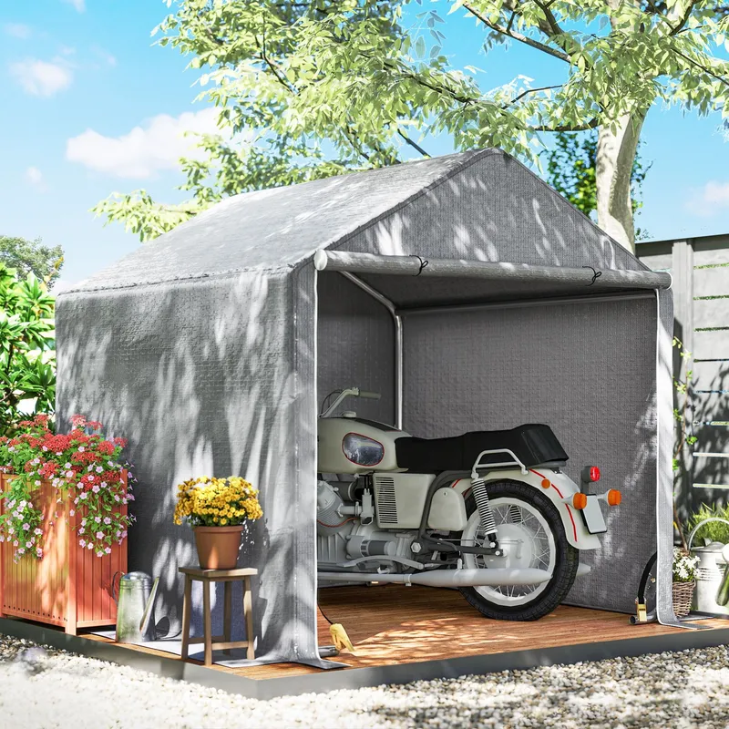 Outsunny - 6.5' x 6.5' x 6.5' Temporary Garden Shed Storage Tent, Grey