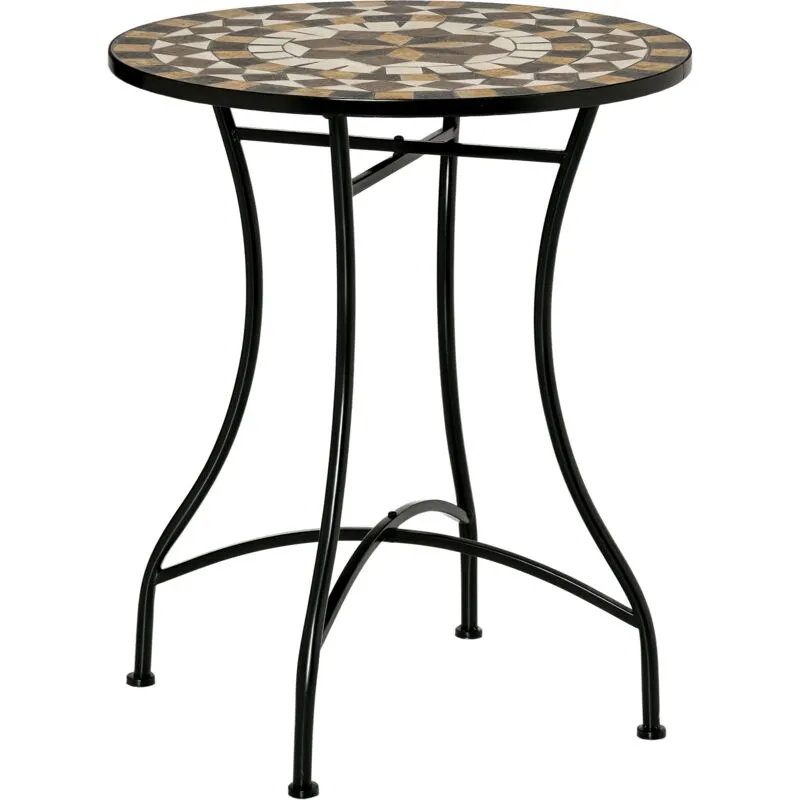 Outsunny 60cm Mosaic Round Bistro Table Outdoor Garden Side Table, Grey