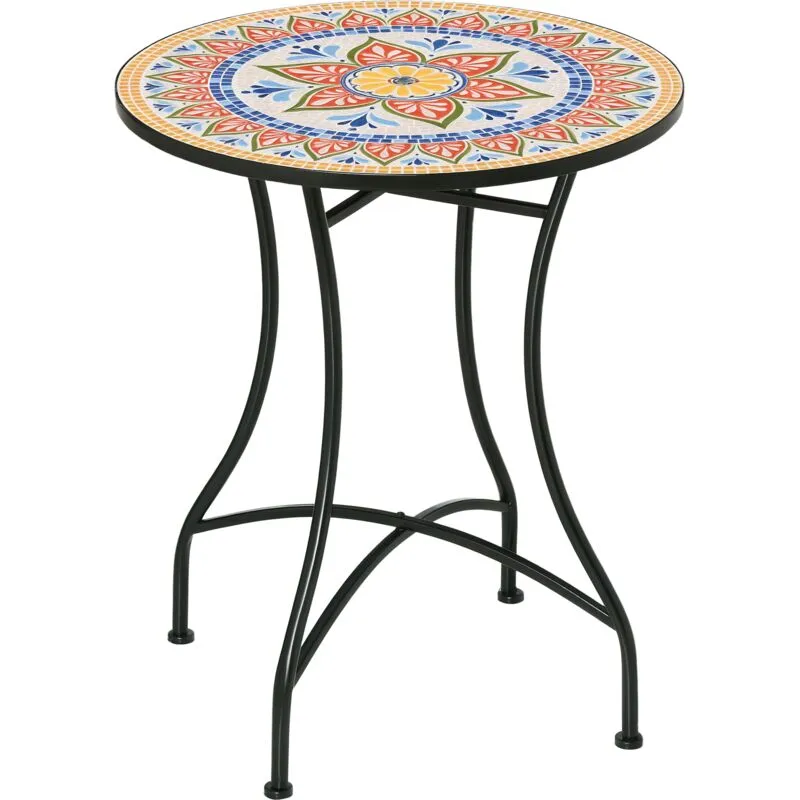 Outsunny 60cm Mosaic Round Bistro Table Outdoor Garden Side Table, Red