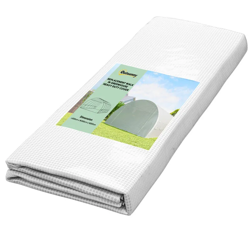 Outsunny - 6x3x2m Greenhouse Replacement Cover only for Tunnel Greenhouse White