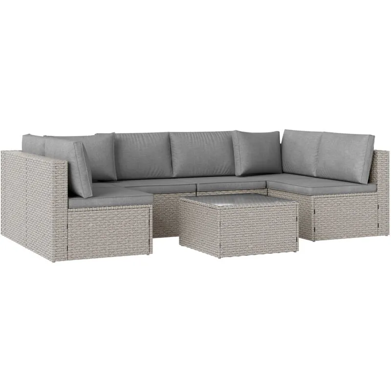 Outsunny 7 Pieces Rattan Garden Furniture Set with Cushions, Grey