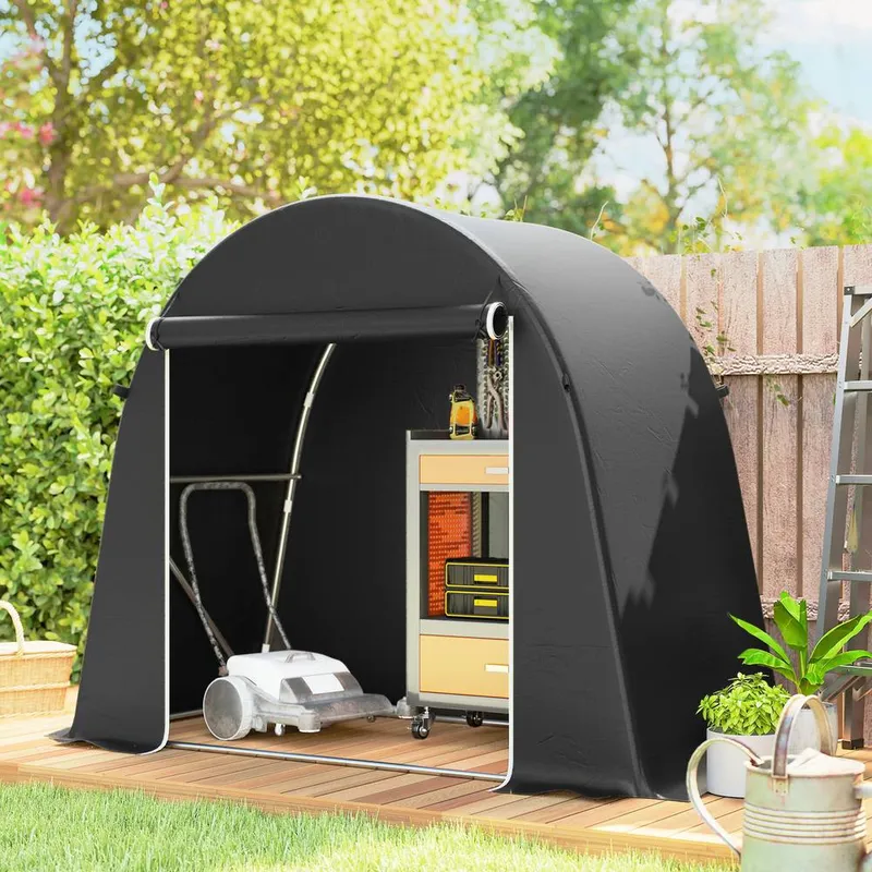 Outsunny 8 x 4 ft Garden Storage Shed Tent Bike Tent, Dark Grey